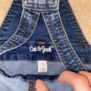 Cat and jack overalls with patches size L youth.